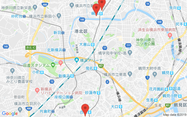 大倉山の保険相談窓口のマップ